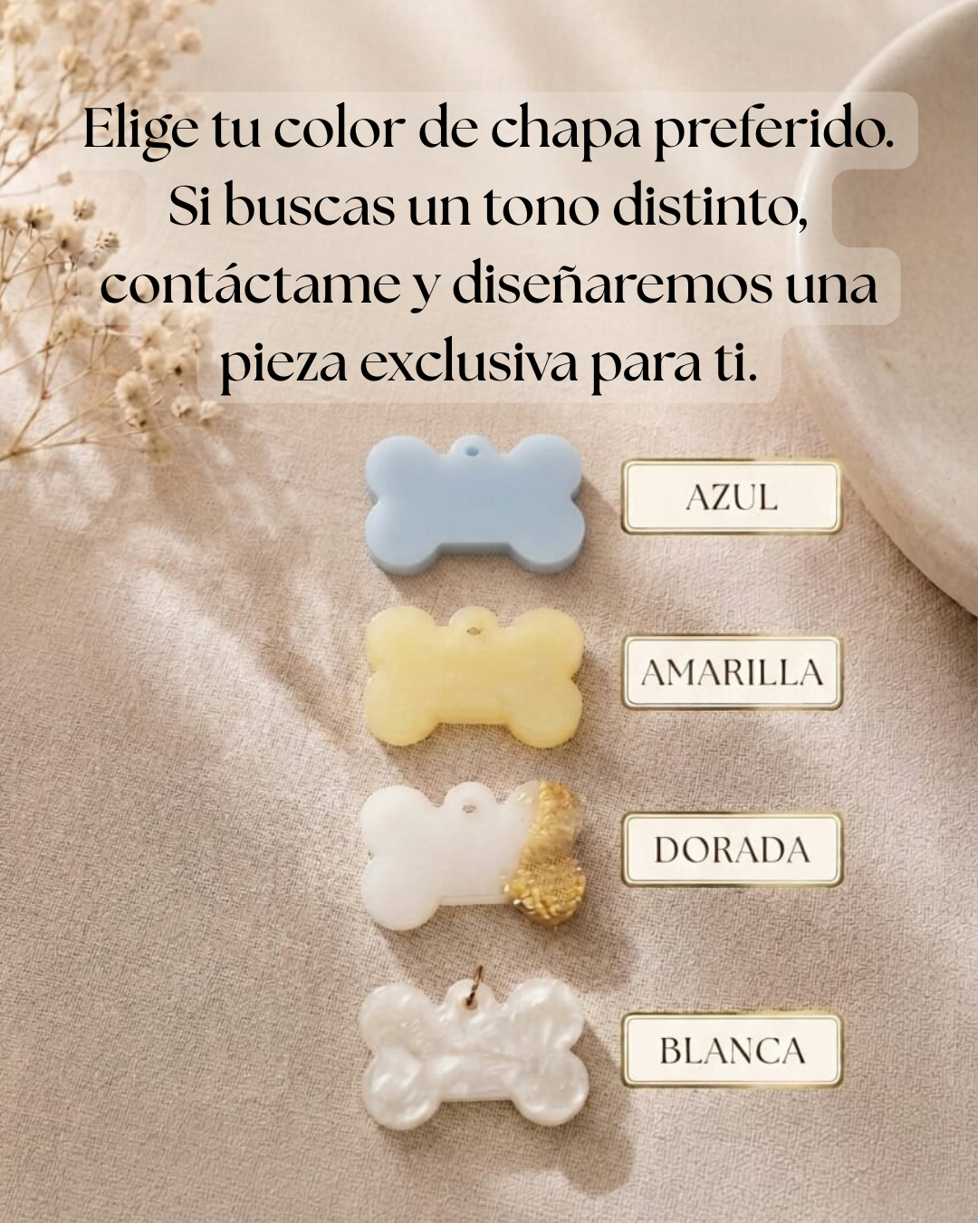 Chapa Personalizada Blanca y Dorada