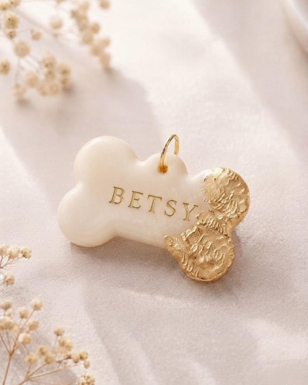 Chapa Personalizada Blanca y Dorada